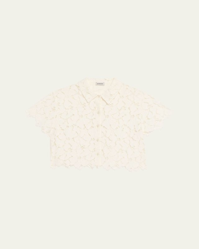 Marjorie Short-Sleeve Lace Camp Shirt